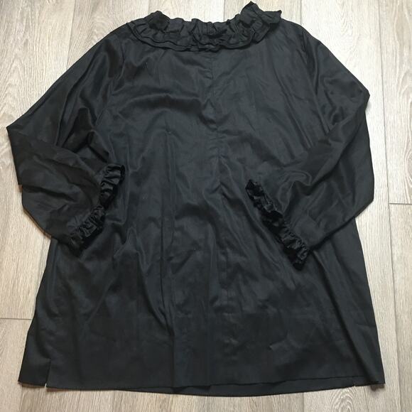 Rungolee Womens Beaded Embellished Floral Ruffled Tunic Blouse Black Relaxed Fit - Picture 2 of 10